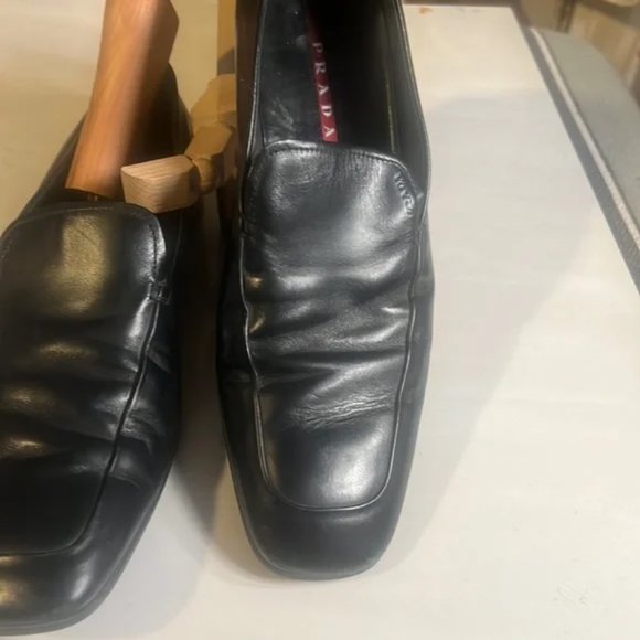 Prada Black Leather Slip On Loafers Driving Shoes Mens Size 8 US Made In Italy - Picture 15 of 15